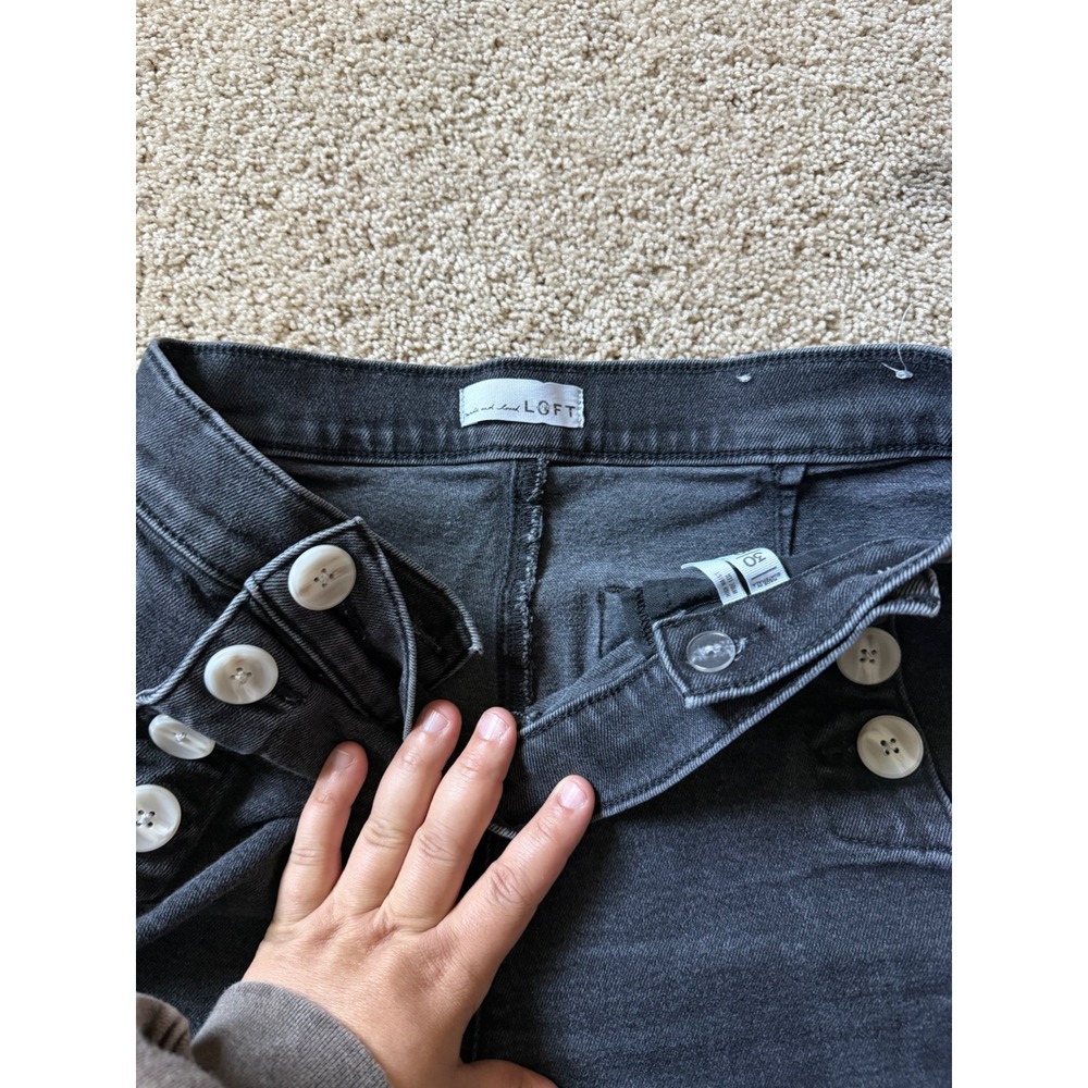 LOFT Womens Sailor Wide Leg Jeans Washed Black High Waist Cropped Size 30/10 - Picture 8 of 10